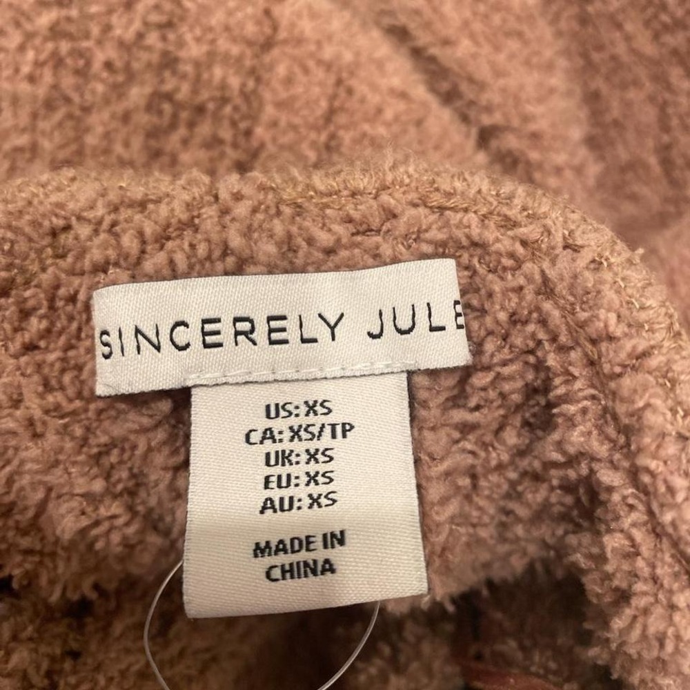 Sincerely Jules Cozy Mock Neck Fuzzy Sweater Rose Taupe XS - Picture 3 of 6